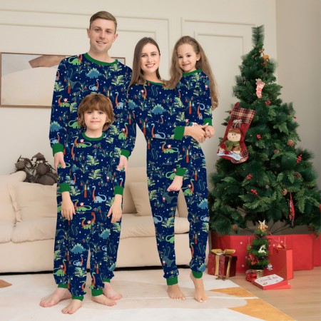 Navy Dino Family Christmas Pajamas Jammies 2022 for Women Men