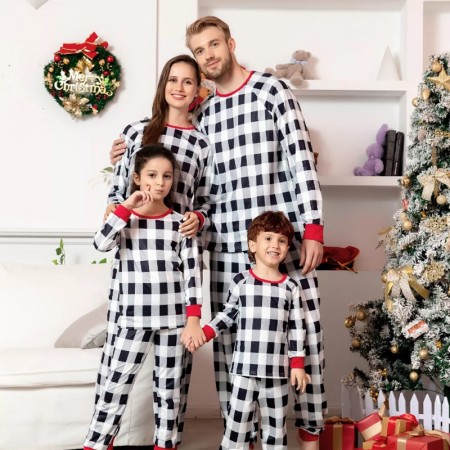 Christmas Pajamas Simple Plaid Pajama Pants Lounge Set Matching Pj