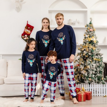 Christmas Pajamas Elk Printed Matching Family Pajama Sets for Women 