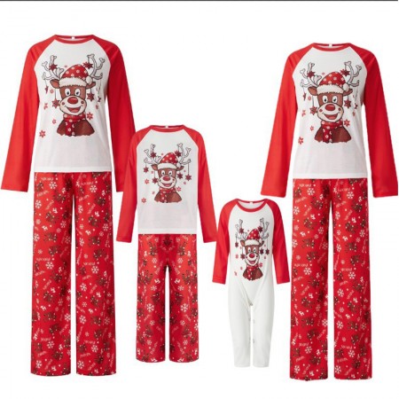 Matching Christmas Family Pajamas Smile Deer Prints Sleepwear