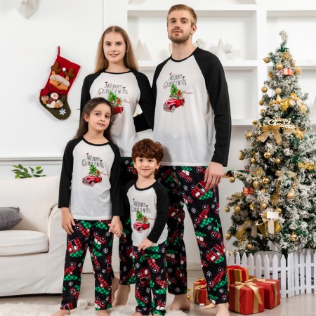 Family Christmas Pajamas Cute Long Sleeve Matching Pjs for Couples