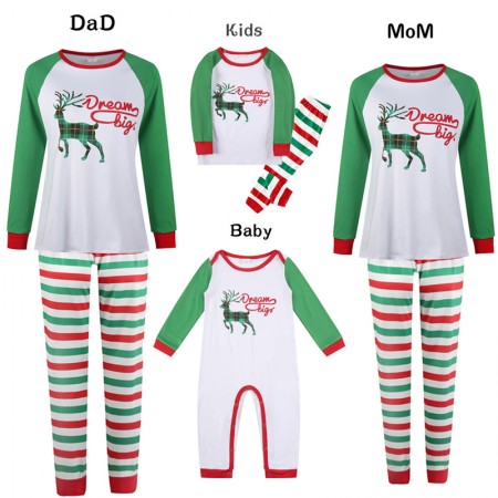 Stripe Elk Matching Christmas Pajamas Family Holiday Pajamas