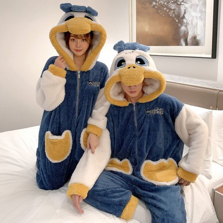 Ducky Onesie Pajamas For Couples Thicken One-piece Sleepwear