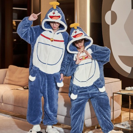 Doraemon Plush Onesie Pajamas Warm Hooded Homewear