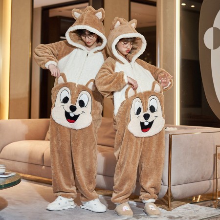 Cute Squirrel Onesie Matching Pajamas for Couples Christmas Pjs