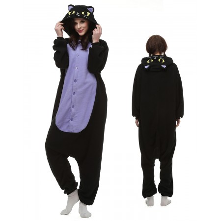 Midnight Cat Kigurumi Onesie Pajamas Animal Costumes For Adult