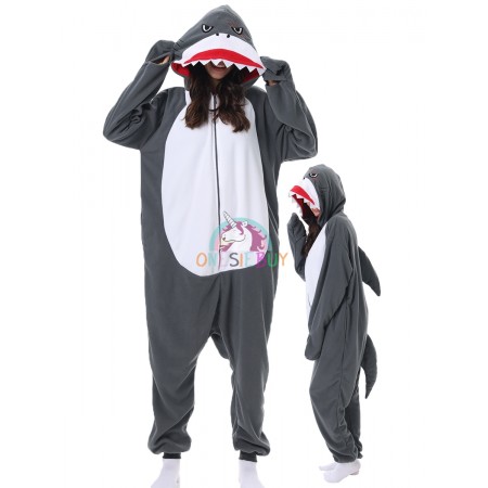 Shark Costume Onesie Halloween Easy Cosplay Outfit Pajamas For Adults