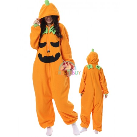 Pumpkin Costume Onesie Halloween Easy Cosplay Outfit Pajamas For Adults