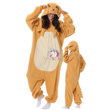 Golden Retriever Costume Onesie Halloween Easy Puppy Cosplay Outfit Pajamas For Adults