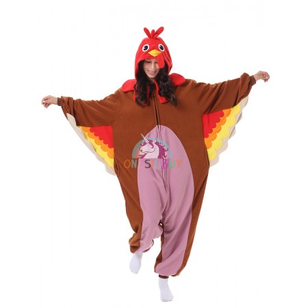 Turkey Costume Onesie Halloween Easy Cosplay Outfit Pajamas For Adults