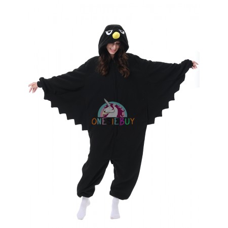 Crow Costume Onesie Halloween Easy Cosplay Outfit Pajamas For Adults
