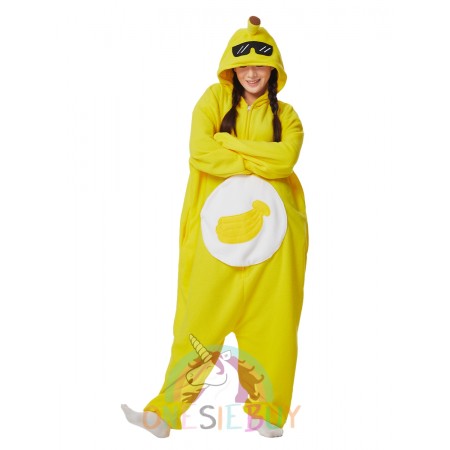 Adult Banana Costume Onesie Fruit Pajamas Loungewear Party Suit Outfit for Women & Men