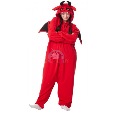Adult Demon Costume Onesie Pajamas Loungewear Cosplay Party Suit Outfit for Women & Men