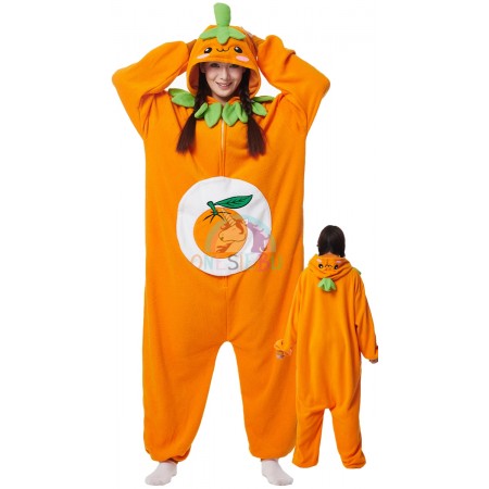 Adult Orange Costume Onesie Pajamas Loungewear Fruits Cosplay Party Suit Outfit for Women & Men