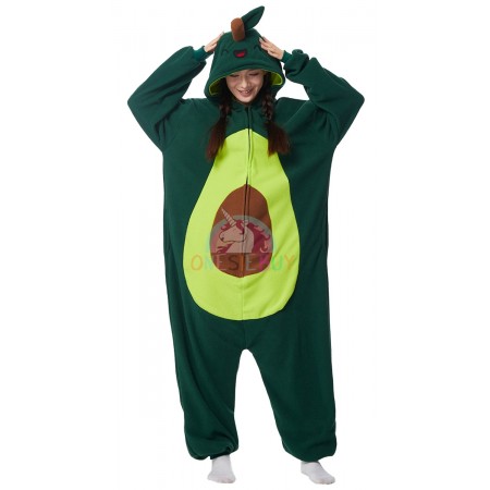 Adult Avocado Costume Onesie Pajamas Loungewear Cosplay Party Suit Outfit for Women & Men