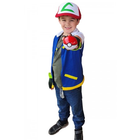 Kids Pokemon Ash Ketchum Costume Cosplay Jacket Halloween Outfit Party Suit