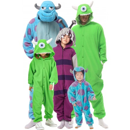 Family Costumes Monsters Inc Sulley & Mike Wazowski & Boo Costumes Onesie Halloween Outfit Party Suit