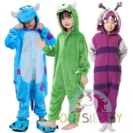 Kids Monsters Inc Sulley & Mike Wazowski & Boo Costume Onesie for Kids Halloween Suit For Boys & Girls