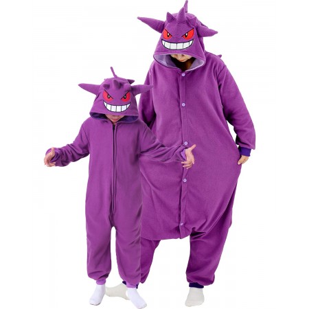 Halloween Costumes Gengar Onesie For Adult  & Kids Cosplay Suit
