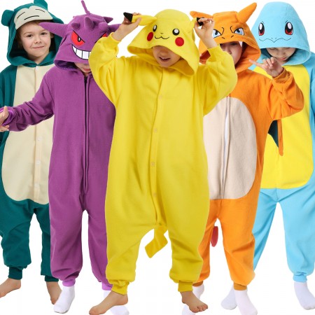 Pikachu & Squirtle & Snorlax & Eevee & Charizard & Bulbasaur & Gengar Costumes Onesie Kids Group Halloween Costumes