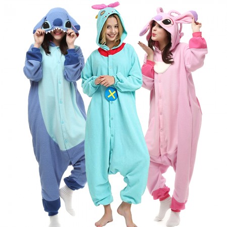 Lilo & Stitch Angel Scrump Onesie Pajamas Group Costumes For 3 People Unisex Style
