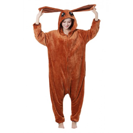 Soft Flannel Eevee Onesie Halloween Costume Outfit for Unisex Adults & Teens