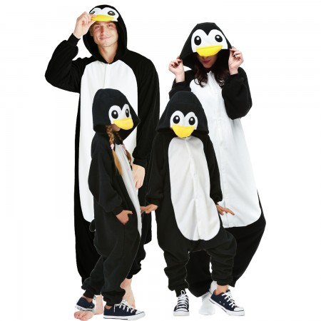 Matching Family Halloween Penguin Costume Onesie Outfit For Adults & Kids