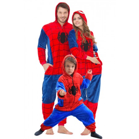 Matching Family Halloween Spider Man Costume Onesie Outfit For Adults & Kids