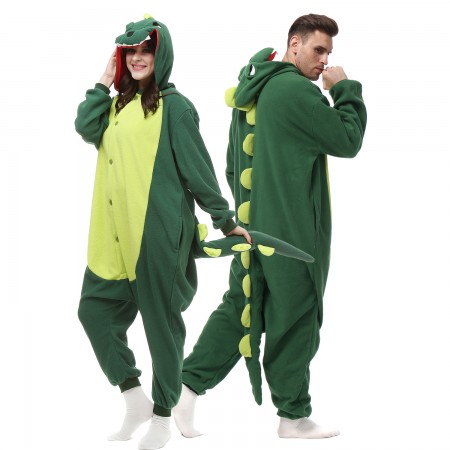 Plus Size Dinosaur Costume Onesie Halloween Couple T Rex Suit Warm Outfit