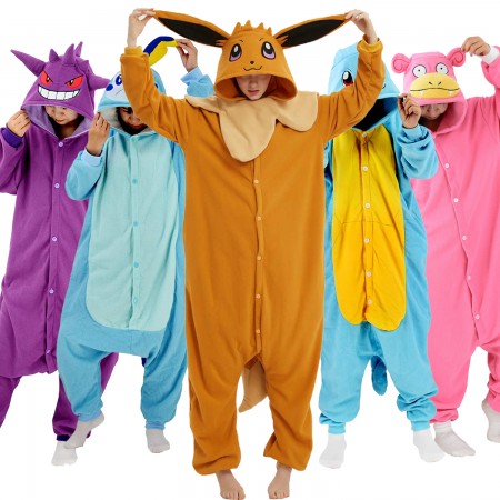 Group Halloween Costumes Mewtwo & Gengar & Eevee & Pikachu & Umbreon & Espeon & Snorlax Onesie For Adults & Teens