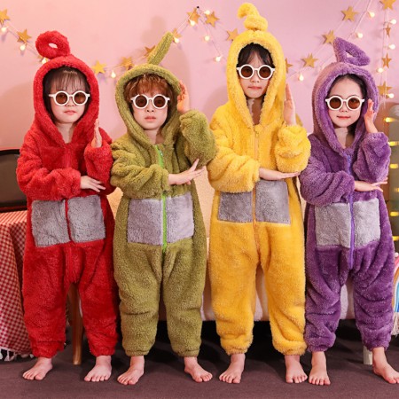 Teletubbies Onesie Pajamas Laa-Laa Dipsy Tinky-Winky Po Group Costume for Toddlers & Kids