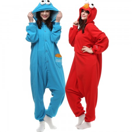 Sesame Street Cookie Monster & Elmo Onesie Costumes For Women & Men