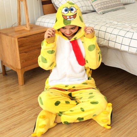 Spongebob Onesie Halloween Costumes for Adult Kids Unisex