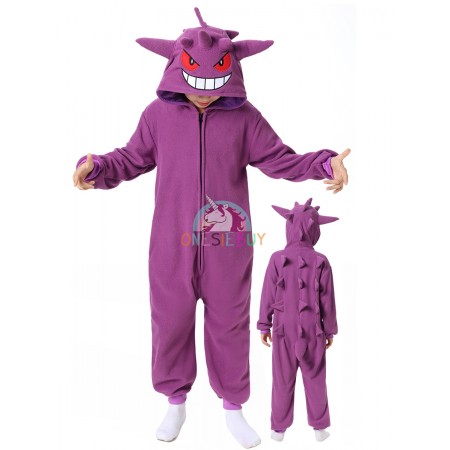 Kids Gengar Costume Onesie Halloween Easy Cosplay Outfit Pajamas For Child